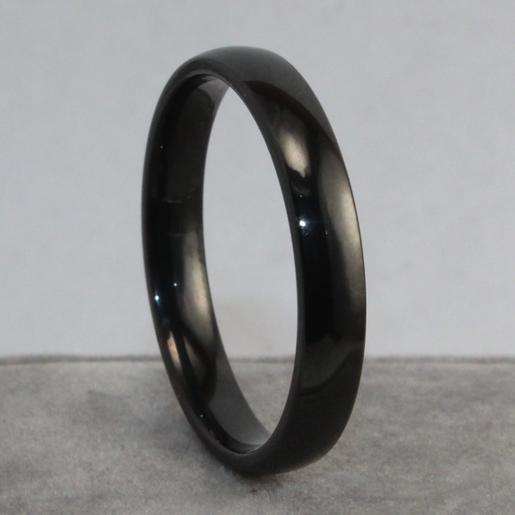 Thin Black Polished Band / Ring 3mm - Picture 2 of 4